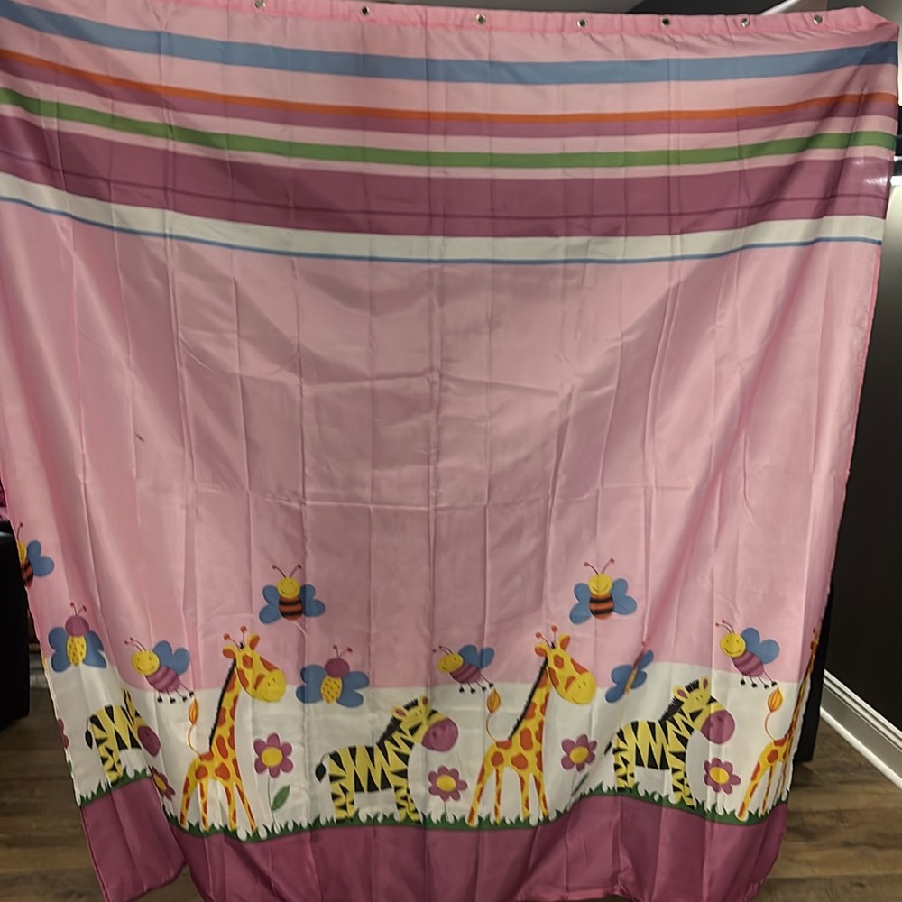 Kids animal shower curtain.